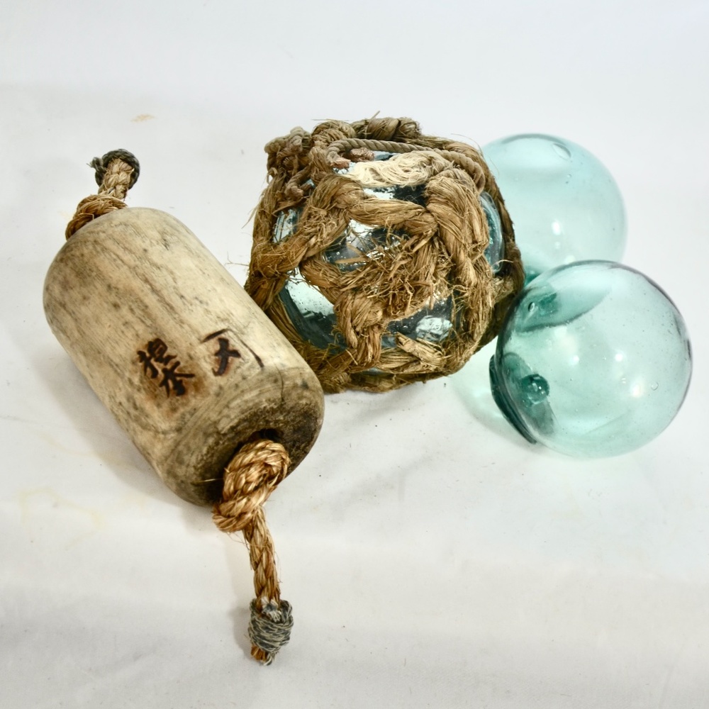 Japanese Teal Green Fishing Floats – Set of 4